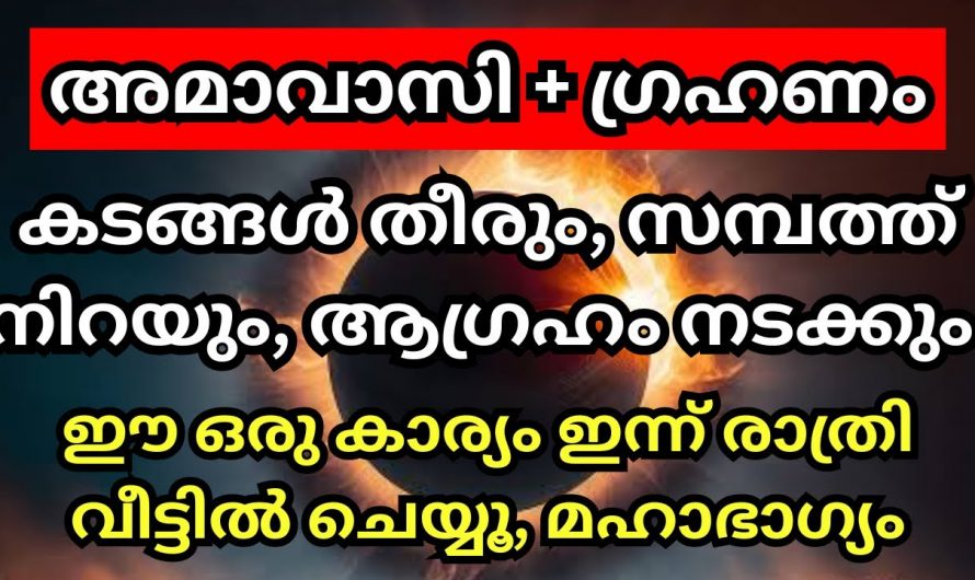 നാളത്തെ രാത്രി അതിപ്രധാനം. രാത്രിയിൽ ഗ്രഹണ ദിവസം ഇക്കാര്യം ചെയ്യു സർവ്വ ഐശ്വര്യം വന്നുചേരും.