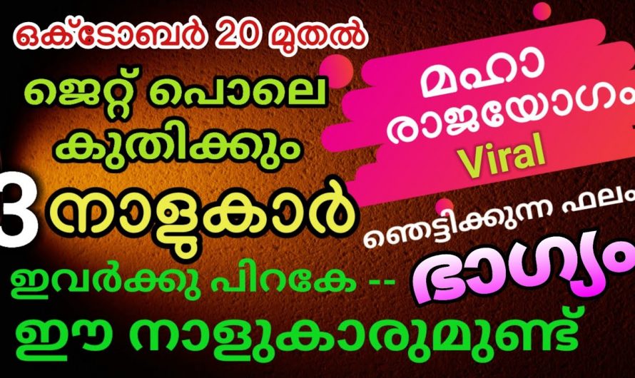 ഇനി ഈ നക്ഷത്രക്കാർക്ക് അനുകൂലമായ ധനയോഗം വന്നുചേരാൻ പോകുന്നു.